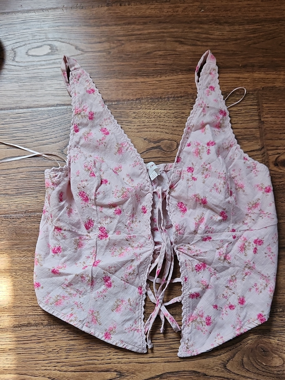 Pink Rose Lace-Front Floral Crop Top by Pink Rose